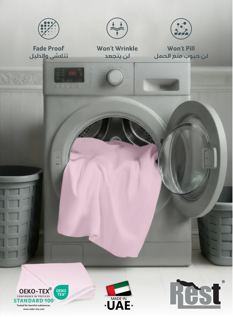 REST Fitted Bedsheet 200x200+30cm Breathable Plush Pink Fabric with Deep Pockets Machine Washable for Optimal Protection - Image 5